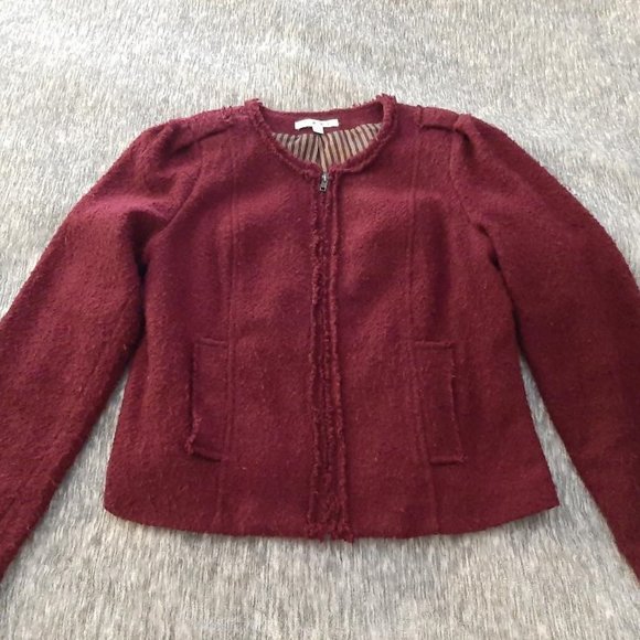 CAbi Jackets & Blazers - Cabi zip front burgundy blazer size 10